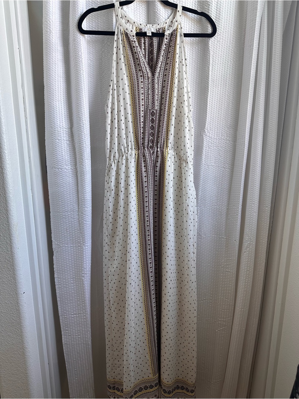 C Ivory Maxi Dress with Printed Border - Picture 3 of 4